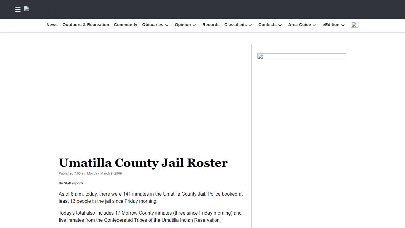 Umatilla County Jail Roster East Oregonian
